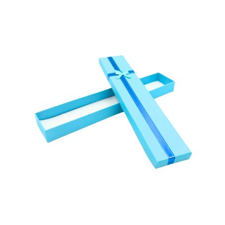 Ajándékdoboz, masnis, kék, téglalap alakú (20,5x4x1,5 cm)