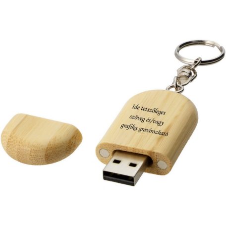 Gravírozható pendrive kulcstartó, ovális alakú, 16 Gb-os