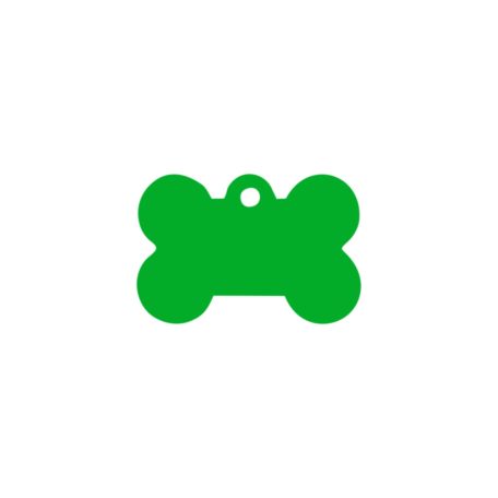 Gravírozható fém kutyabiléta, csont alakú, zöld, kicsi (30x20 mm)