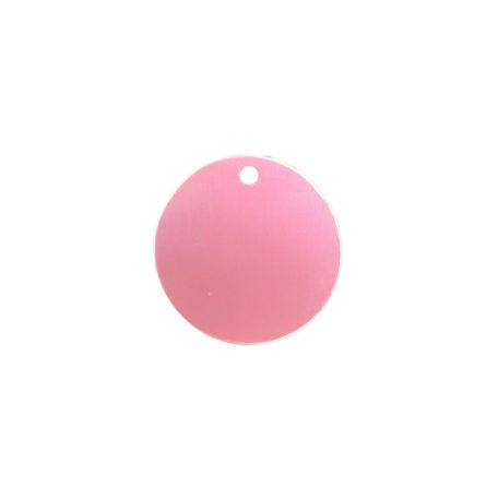 Gravírozható fém kutyabiléta, kör alakú, rózsaszín, kicsi (20 mm)