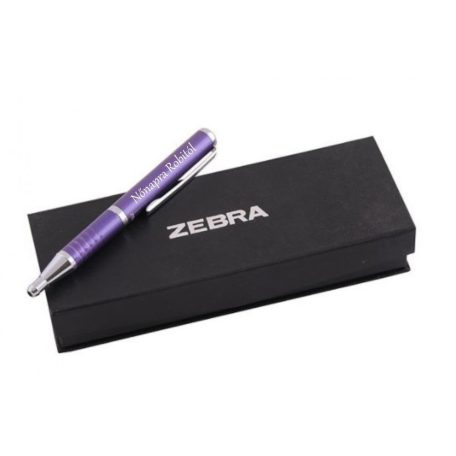 Gravírozható toll, Zebra, széthúzható, dobozos, lila