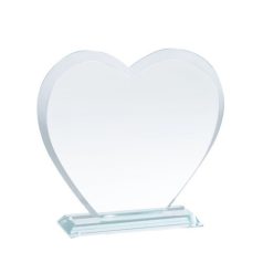   Gravírozható üvegdíj, szív alakú, díszdobozos, 17cm (CR209A)