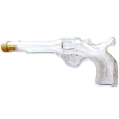 Gravírozható pálinkás üveg, 0,2 l-es, pisztoly alakú