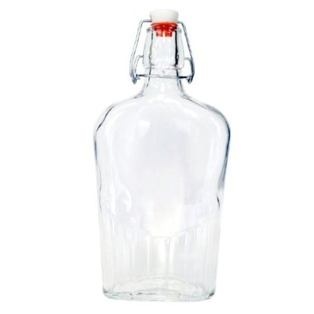 Gravírozható pálinkás üveg, 0,5 l-es, csatos (Flaschetta)
