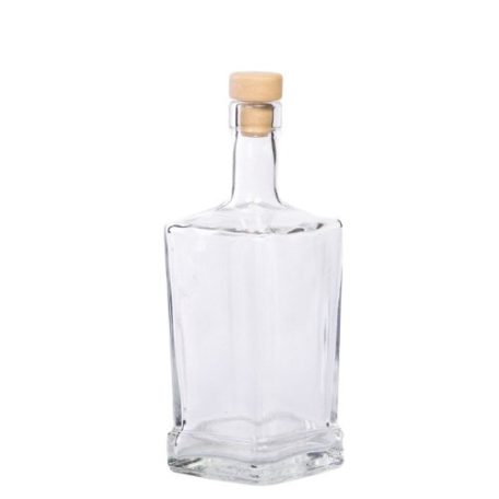 Gravírozható pálinkás üveg, 0,5 l-es, szögletes, hosszúnyakú (King Quadra)