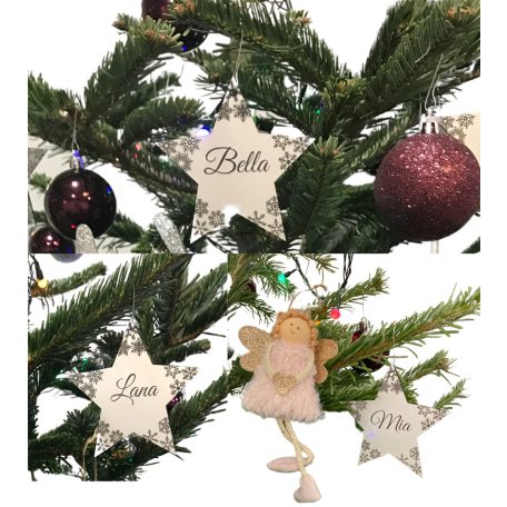 BélyegzőPosta Gravírozott fa karácsonyfadísz csillag alakú